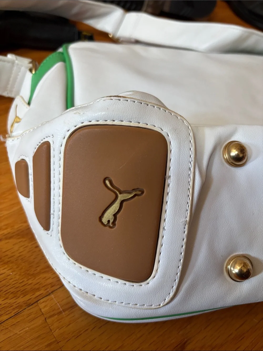 Puma White and Green Messenger Crossbody Bag